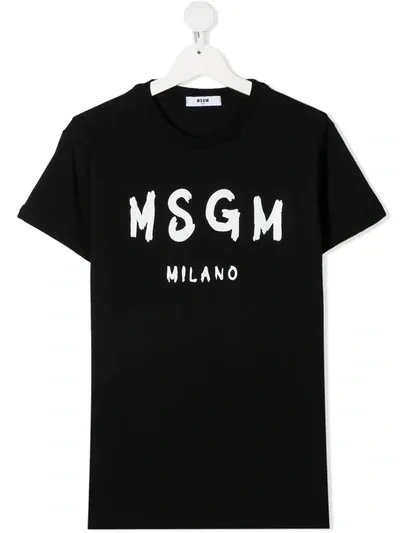 Msgm Teen Logo-print Short-sleeved T-shirt In Black