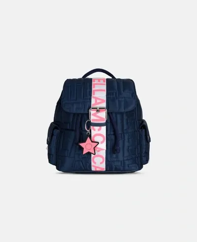 Stella Mccartney Kids Blue Logo Quilted Small Backpack