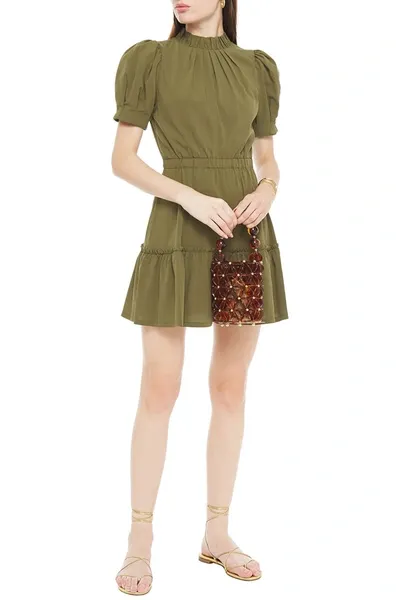 Alice And Olivia Vida Tiered Modal-blend Mini Dress In Green