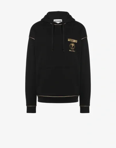 Moschino Cotton Sweatshirt Gold Logo In Black