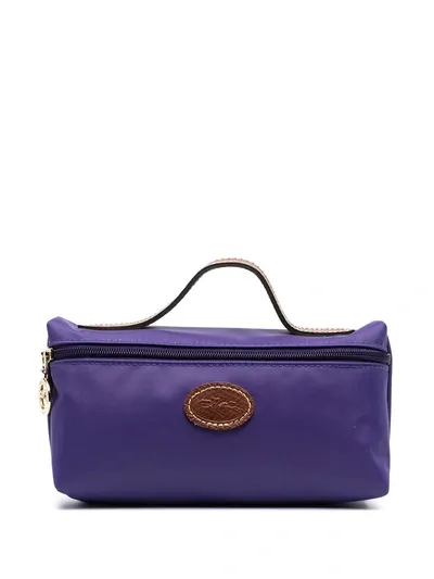 Longchamp Logo-patch Make Up Bag In Purple