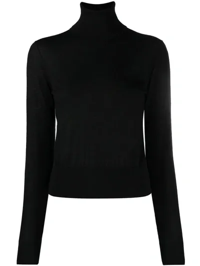 Dolce & Gabbana Black Pullover Silk Cashmere Turtleneck Sweater In Ebony