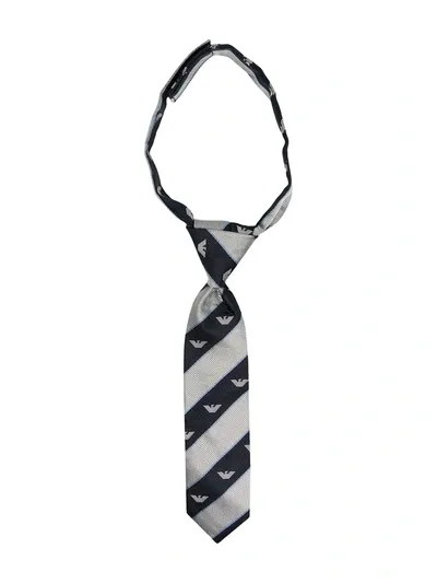 Emporio Armani Babies' Striped Silk Tie In Blue