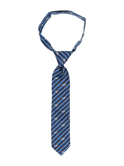 Emporio Armani Babies' Striped Silk Tie In Blue