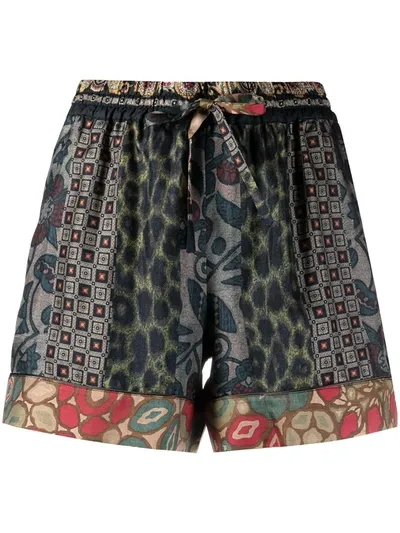 Pierre-louis Mascia Printed Silk Shorts In Blue