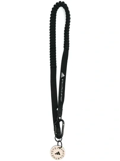 Adidas By Stella Mccartney Laminated-logo Running Lanyard In Black