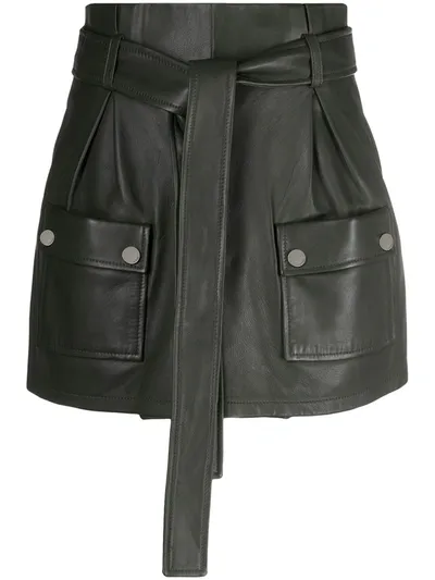 Red Valentino High-waisted Leather Skort In Green