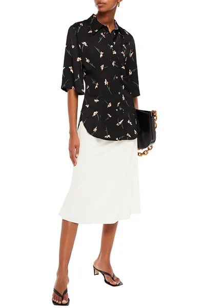 Paul Smith Floral-print Satin Shirt In Black