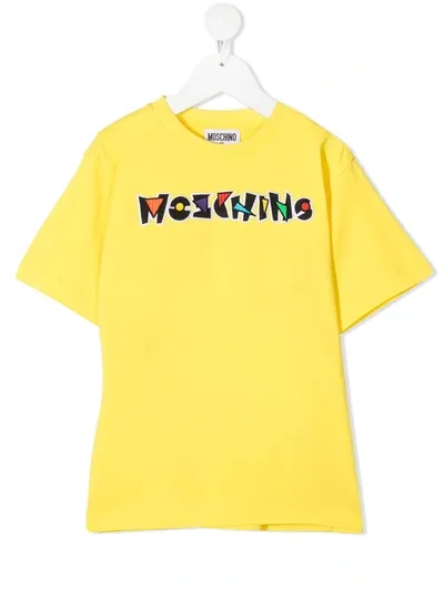 Moschino Kids' Logo Print T-shirt In Yellow