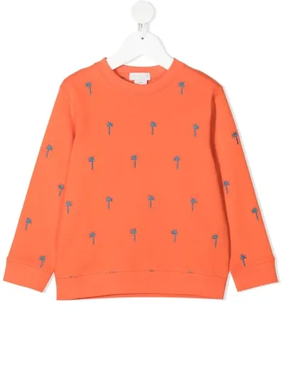 Stella Mccartney Kids' Palm Tree Sweatshirt In Orange