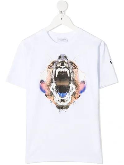 Marcelo Burlon County Of Milan Kids' Wolf-print Cotton T-shirt In White