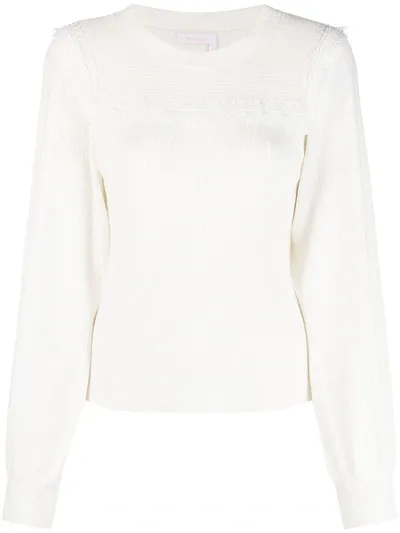 See By Chloé Lace-trim Knitted Jumper In White