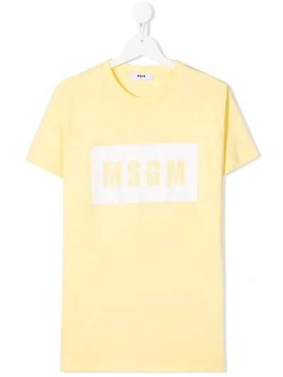 Msgm Teen Logo-print Cotton T-shirt In Yellow