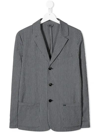 Emporio Armani Teen Pinstripe Print Blazer In Blue