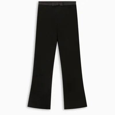 Miu Miu Black Cropped Trousers Wit Bow Detail