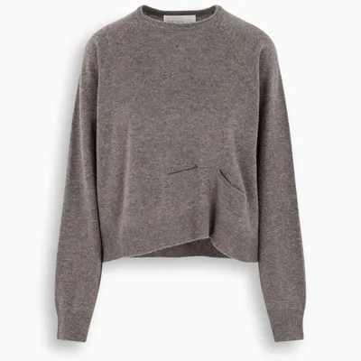 Remain Birger Christensen Beni Gathered Mélange Wool Sweater In Taupe