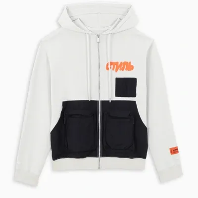 Heron Preston Cotton Full Zip Hoodie In White