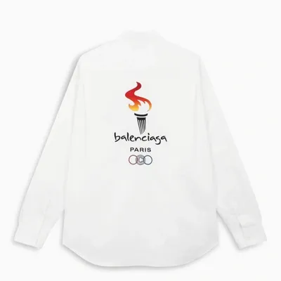 Balenciaga Flame Embroidered Shirt In White