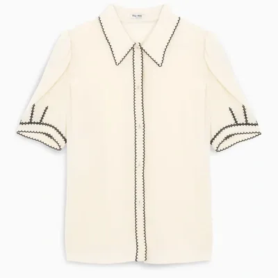 Miu Miu Sable Silk Shirt In Beige