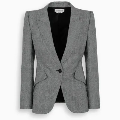 Alexander Mcqueen Prince Of Wales Tailored Jacket In Black