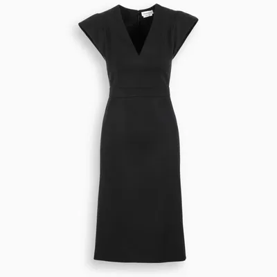 Alexander Mcqueen Wool Cap-sleeve Sheath Dress In Black