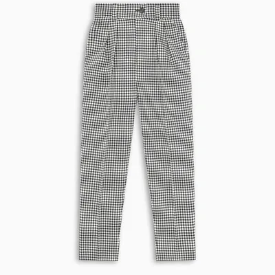 Miu Miu Check Print High-waisted Trousers In Black