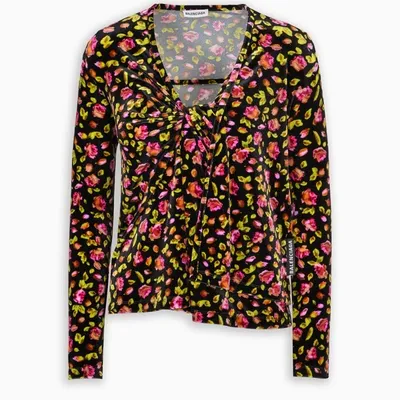 Balenciaga Floral Velvet Sweater In Black