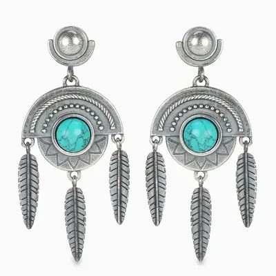 Nove25 Turquoise Amulet Shield Earrings In Blue