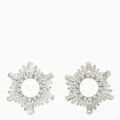 Amina Muaddi Crystal Begum Earrings In White