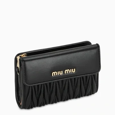 Miu Miu Black Mix Of Textures Small Wallet