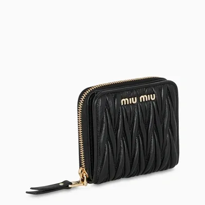 Miu Miu Black Nappa Matelassé Zipped Coin Holder