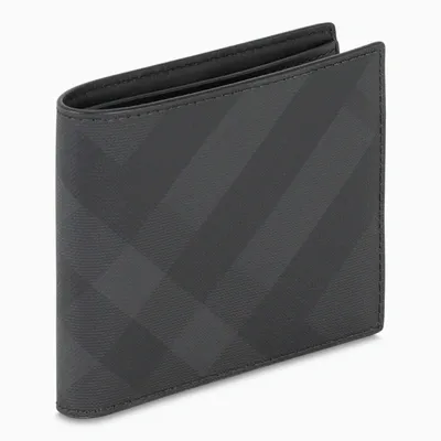 Burberry Dark Grey Wallet With London Check Motif