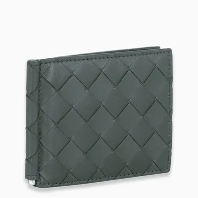 Bottega Veneta Slate Wallet With Money Clip In Grey