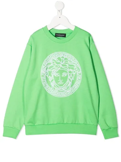 Young Versace Kids' Medusa Motif Sweatshirt In Green