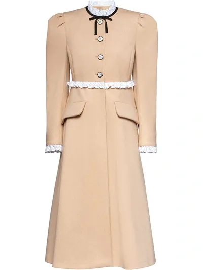 Miu Miu Button-front Coat In Neutrals