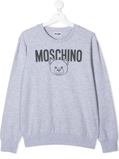 Moschino Teen Teddy Bear Print Sweatshirt In Grey