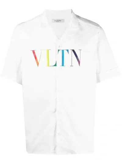 Valentino Vltn Multicolor Bowling Shirt In Bianco