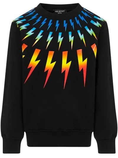 Neil Barrett Teen Lightning Bolt-print Sweatshirt In Black