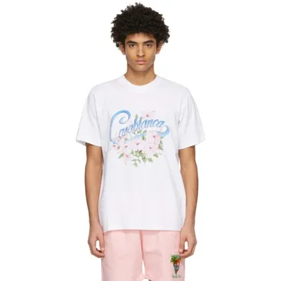 Casablanca Hibiscus Logo-print Organic Cotton T-shirt In White