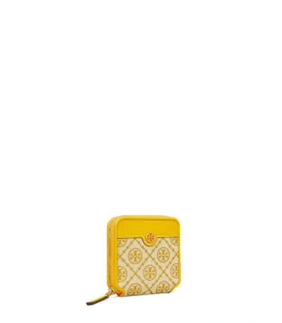 Tory Burch T Monogram Jacquard Bi-fold Wallet In Goldfinch