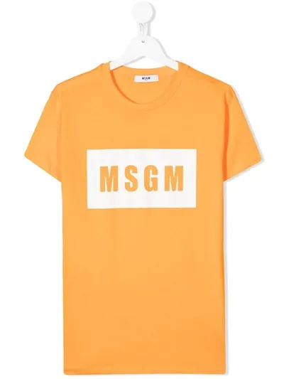 Msgm Teen Logo-print T-shirt In Orange