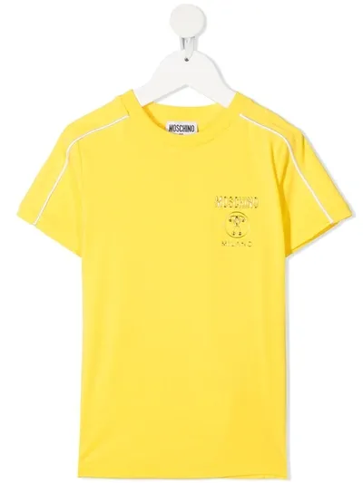 Moschino Kids' Metallic Double Question Mark-print T-shirt In Yellow