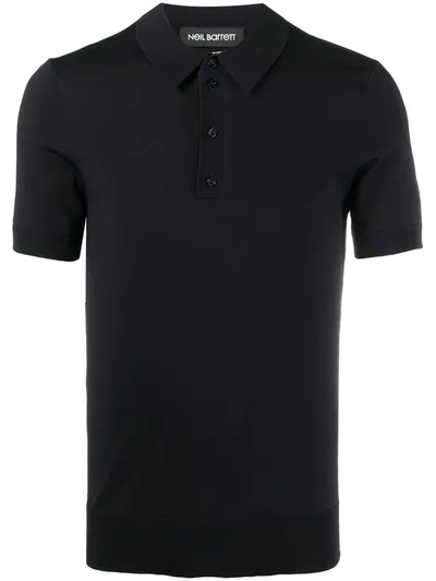 Neil Barrett Thunderbolt-motif Polo Shirt In Blue