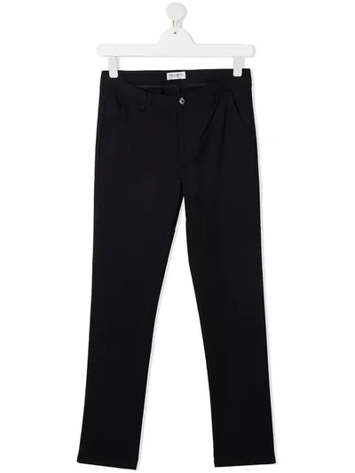 Paolo Pecora Teen Mid-rise Straight Trousers In Blue