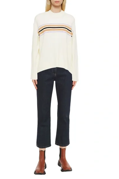 Chinti & Parker Striped Wool And Cashmere-blend Sweater In Cream