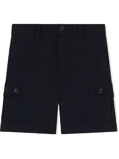 Dolce & Gabbana Kids' Embroidered Logo-patch Shorts In Blue