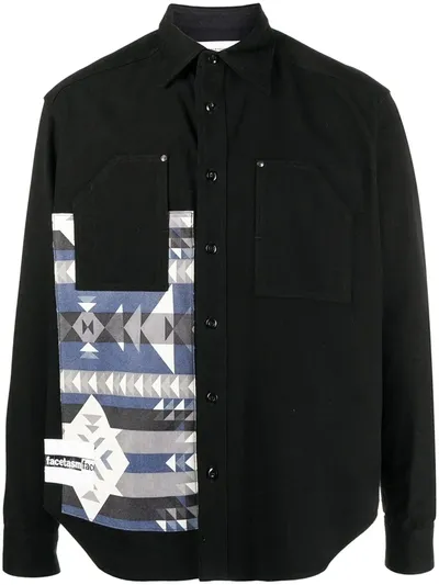 Facetasm Geometric-print Knitted Shirt In Black