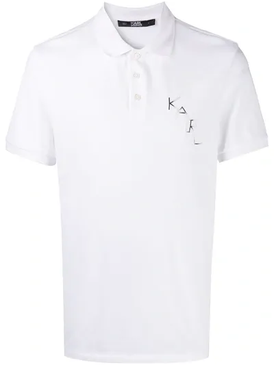 Karl Lagerfeld Chest Logo Polo Shirt In White