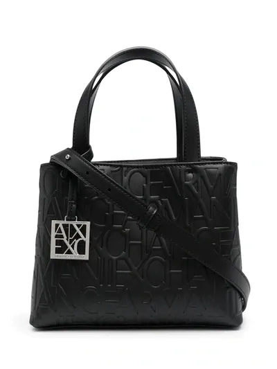 Armani Exchange Embossed Logo Tote Bag In Black