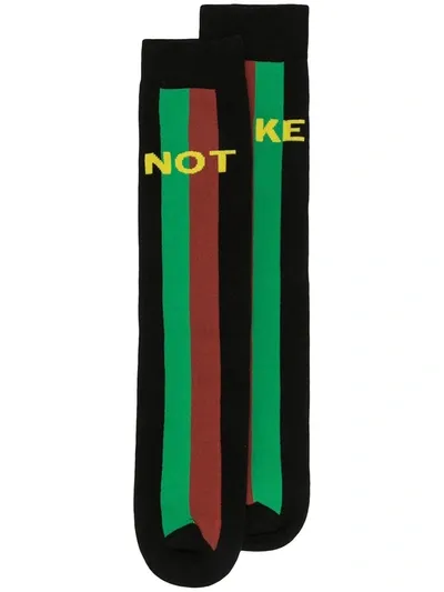 Gucci Not Fake-print Socks In 1000 Nero/nero